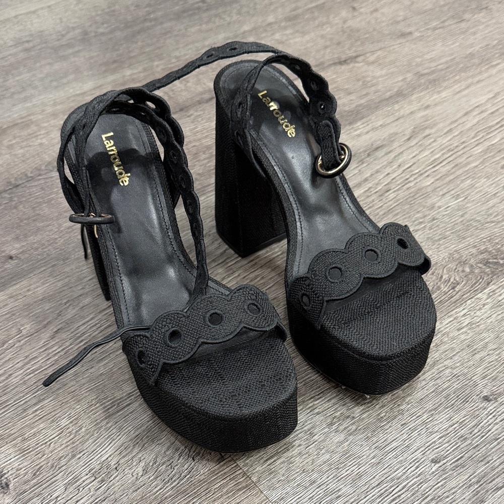 Larroude Black Platform Sandals